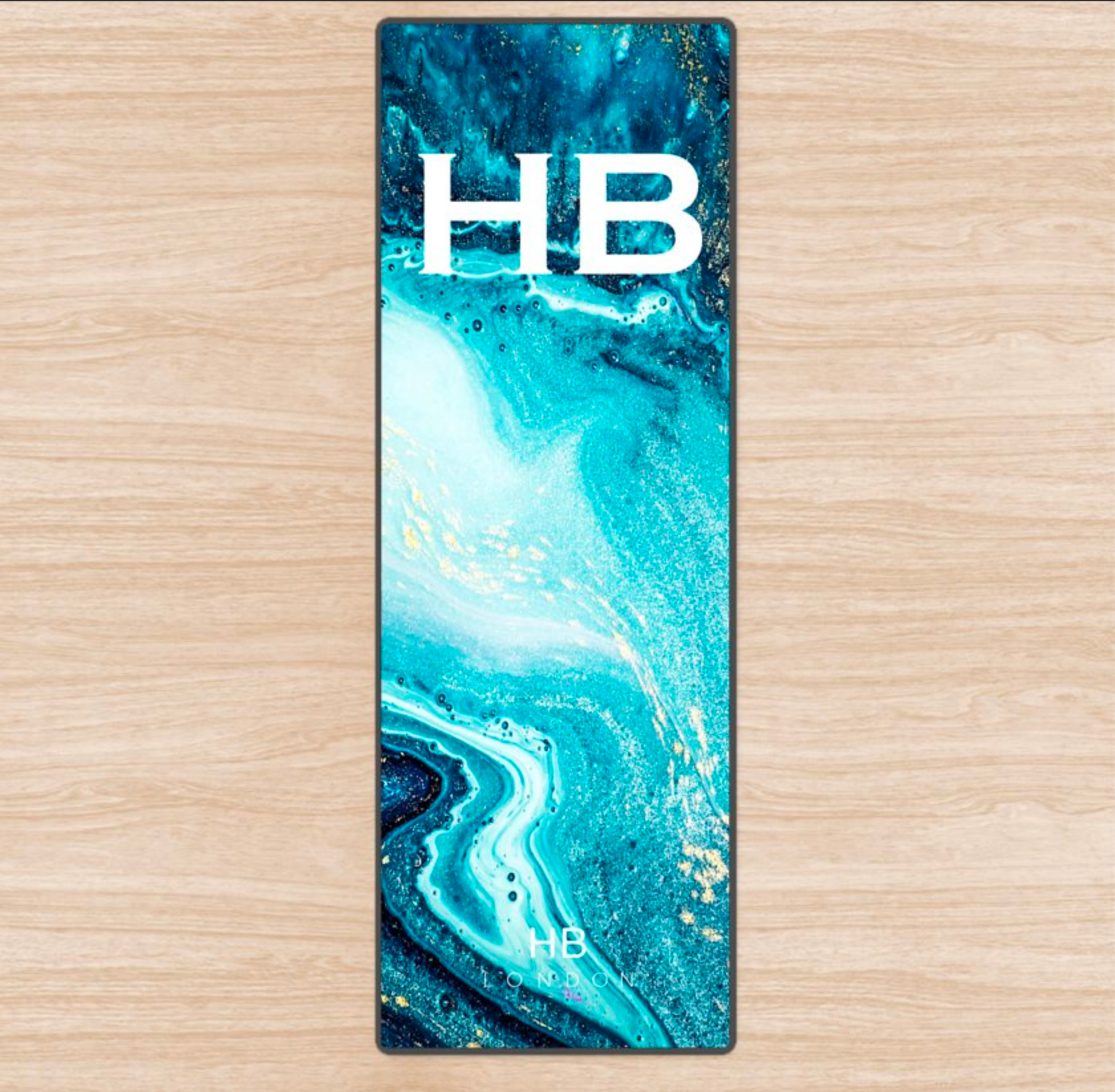 Personalised Blue Liquid Marble with White Font Initial Yoga Mat - HB LONDON