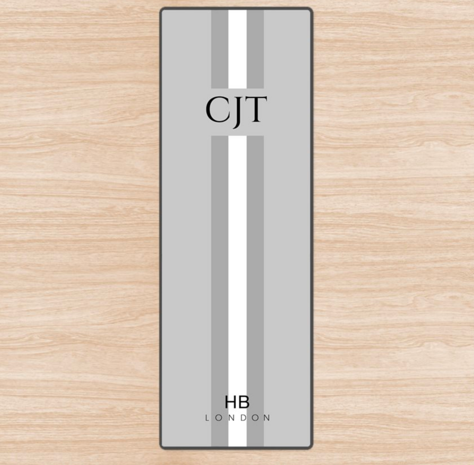 Personalised Grey Stripe with Classic Font Initial Yoga Mat - HB LONDON