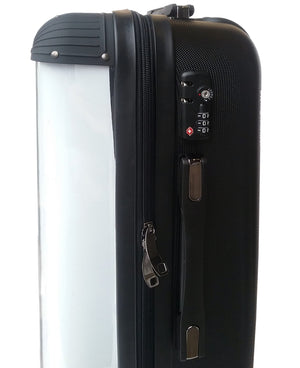Personalised White Pride Peace with Black Font Initial Suitcase - HB LONDON
