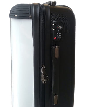 Personalised Purple and Off White Marble with White Font Initial Suitcase - HB LONDON