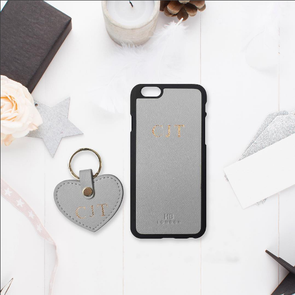 Silver Grey Saffiano Leather iPhone6/6s Phone Case - HB LONDON