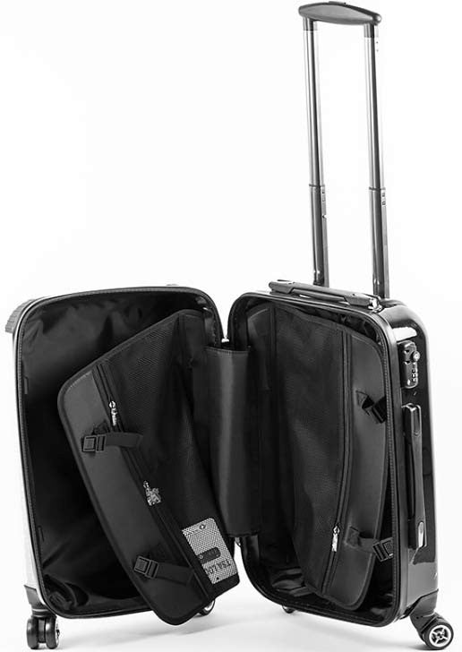 Personalised Golden Charcoal Liquid Marble with Black Font Initial Suitcase - HB LONDON