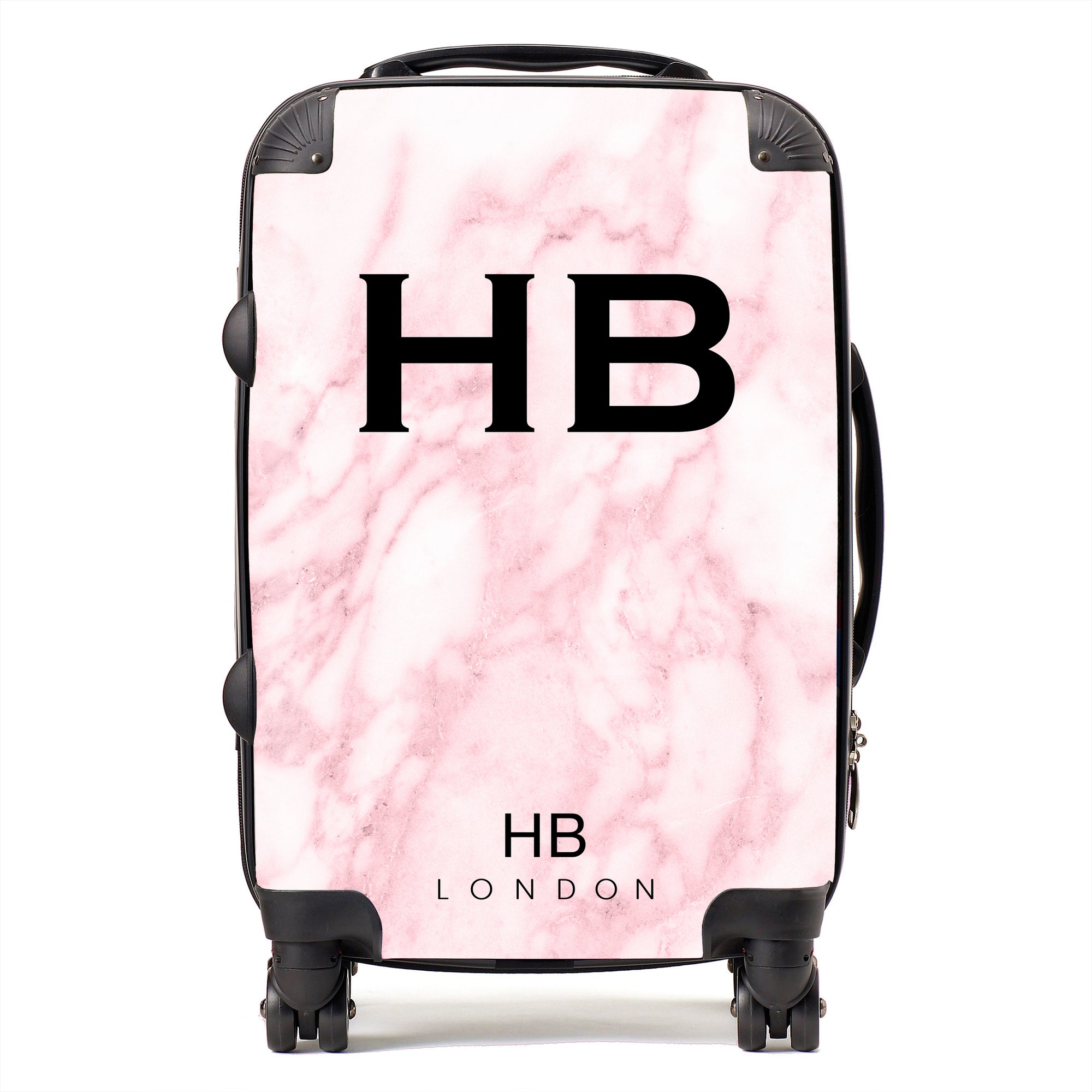 Personalised Pink Marble Initial Suitcase - HB LONDON