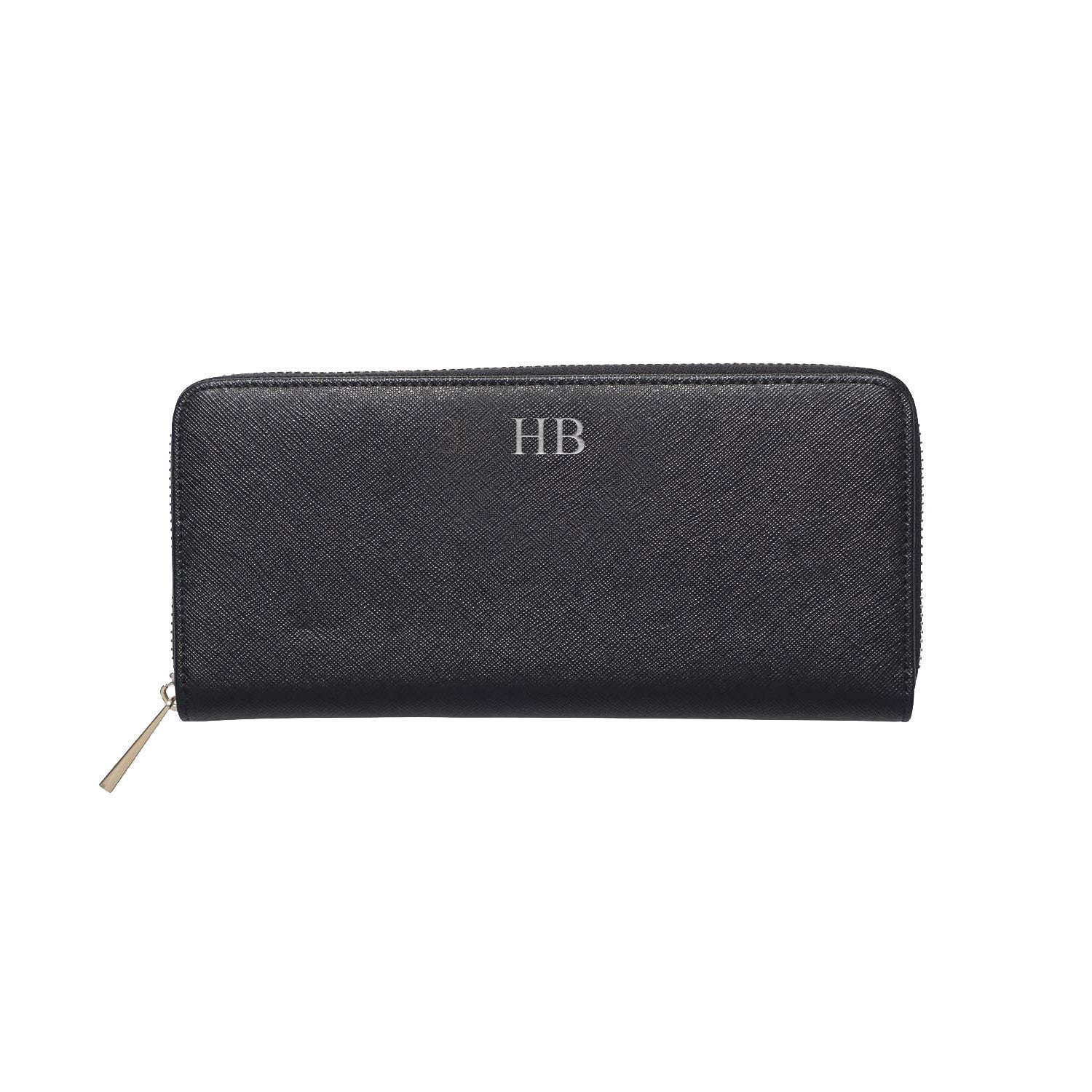 Black Saffiano Leather Purse Wallet - HB LONDON