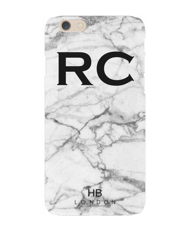 Personalised Grey Natural Marble Initial Phone Case - HB LONDON