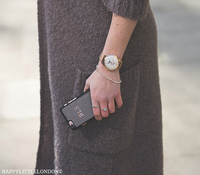 Grey Mock Croc Leather iPhone6/6s Phone Case - HB LONDON